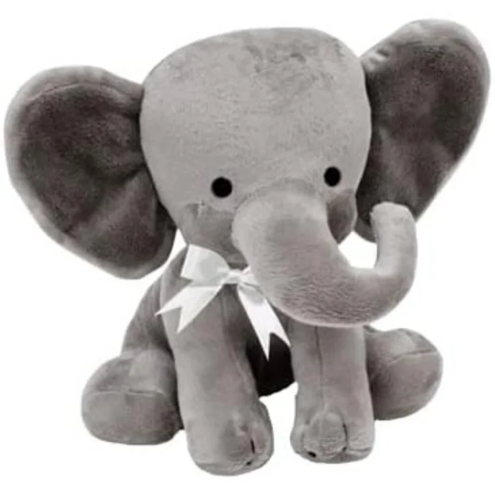 Stuffed Elephant Animal Plush with white ribbon Toys for Baby Boy